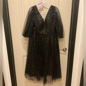 16w Black tulle dress